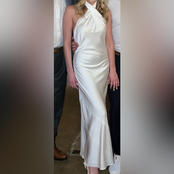 Show Me Your MuMu Dresses & Skirts - Show Me Your MuMu Ivory Satin Halter Slip Dress